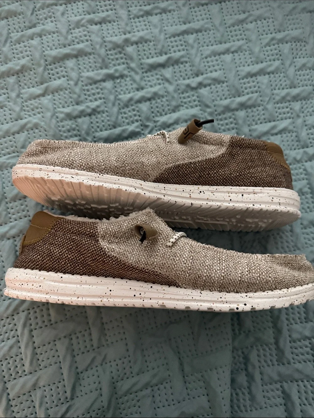 Hey Dude Men's Beige/Tan Sherpa-Lined Slip-On Loafers